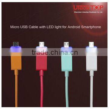 wholesale custom colorful micro usb data cable with led light made in china