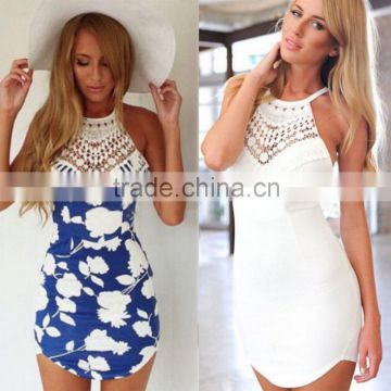 Hot Sexy Women Ladies Backless Floral Lace Summer Beach Bodycon Dress Mini Dress