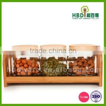 Glass Storage Canister with bamboo rack wholesale