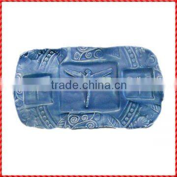 Hand painted blue color Ceramic Butter Holder