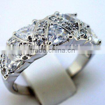 QCR043 sterling silver ring manufacturer,silver 925 ring in rhodium plating with CZ