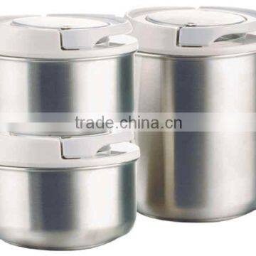 SINOGLASS 3 Pcs Round Stainless steel Rainbow Lock Airtight Storage Jar Set