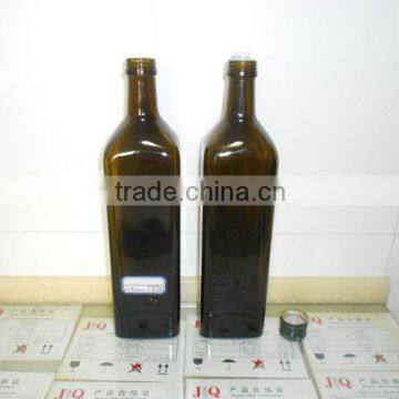 marasca type dark green glass olive oil bottle 1000ml