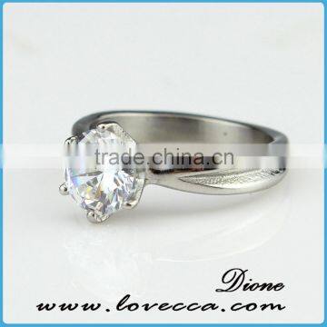 Women wholesale fashion crystal stainless steel wedding ring