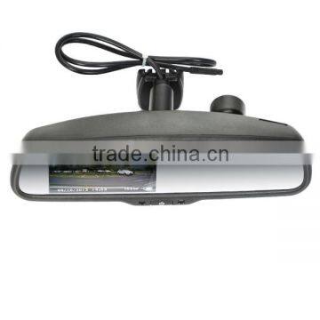 Safety rear view mirror monitor 1080p dvr video recorder 170 degree wide lens back up camera with 2 year warranty