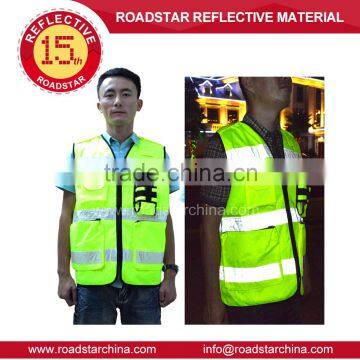 600D fluorescent yellow PU coating oxford reflective vest