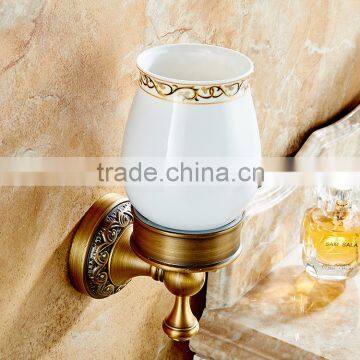 889F Hotel Use Bathroom Accessory Archaize Single Cup Carve Patterns or Designs on Woodwork Single Tumbler Holder