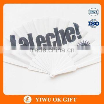 White printing plastic folding hand fan for wholesale