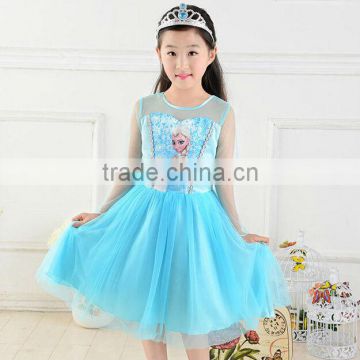 Elsa frozen dress, gauze party dress for girl, hot sale summer girl skirt