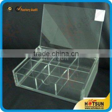 9 compartments clear acrylic box manufacture with lid