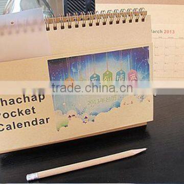 Offset printing 2015 New design spiral binding paper custom table calendar wholesale