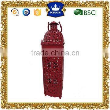 Fashionable design red moroccan metal candle lantern