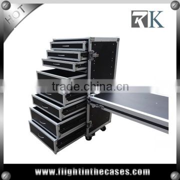 8 Drawers ATA Road Tool Case with Side Desk and Flexiable Panel-- 8 Drawers,3x2U,3x3U,2x4U