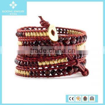 Quality Chholate Acrylic Bracelet Leather with Mix Wraps