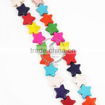 1 string 15inch 15mm vintage mix color dyeing turquoise star unique beads 3010006