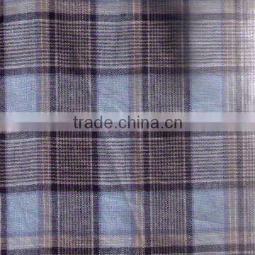 plaid linen viscose blended fabric