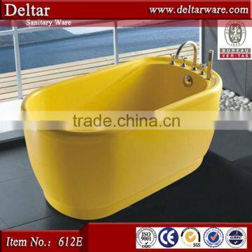 2015 new hot design cheap price Acrylic material yellow freestanding bathtub, lovely yellow color freestanding bathtub