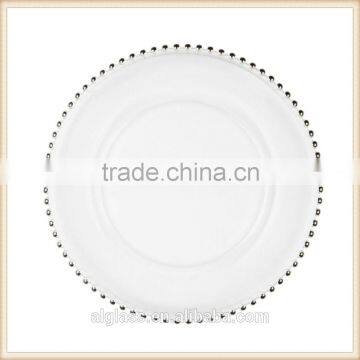 Wholesale Cheap Wedding Clear Gold beaded Glass Charger Plates