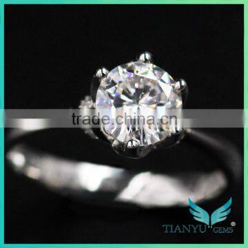 Perfect Cut Diamond Accents Women's Band 1CT Center Moissanite Lab Grown Diamond Ring,with Small Ruby Wedding Ring Band photo-2