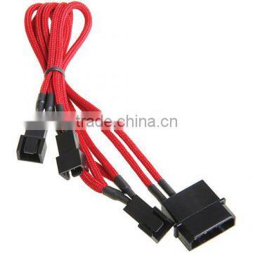 Y-cable 4-Pin Molex to 3 x Fan Adapter Wire Red