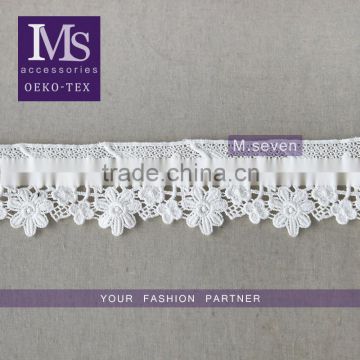 hot sales flower design cotton lace white fancy embroidery lace trim cheap design trim lace for clothing decoration