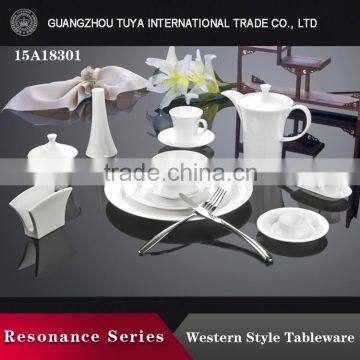 Pure white handmade bone china dinnerware set