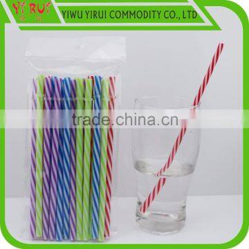 7.5*230mm pp colorful stripes drinking straw with circle