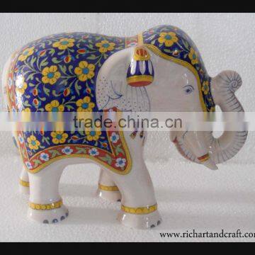 Rich Arts And Crafts Handmade Artisan Animal statue sculpture Hand painted Blue Pottery