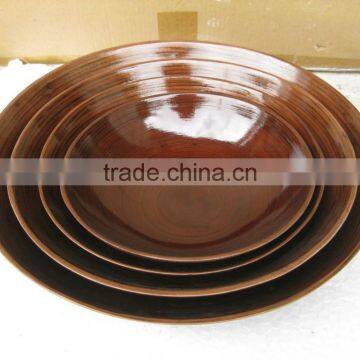 NATURAL COLOR FOR SET OF 4 HIGH QUALITY BAMBOO TRAY, 100% HANDMADE DISHES FROM VIETNAM