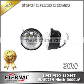 4.5" 30W Universal Harley Motorcycle Auxiliary LED Fog Light Chrome Black Base Spot Driving Lamp photo-2