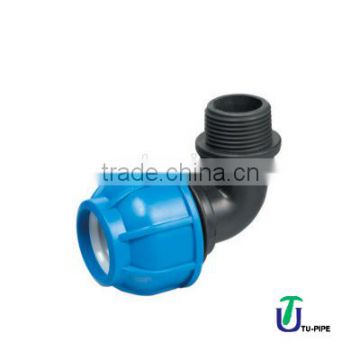 PP 90 Elbow with male threaded offtake DIN 8076 / ISO 14236 (heavy)