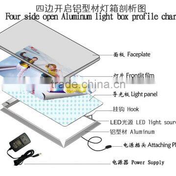 China Aluminum Factory High Quality Four Side Open Aluminum Light Box Profile photo-3