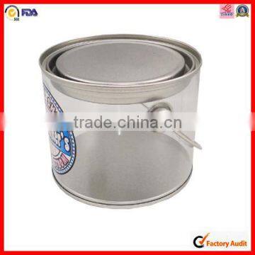 printing see through handle pvc round tin plastic box