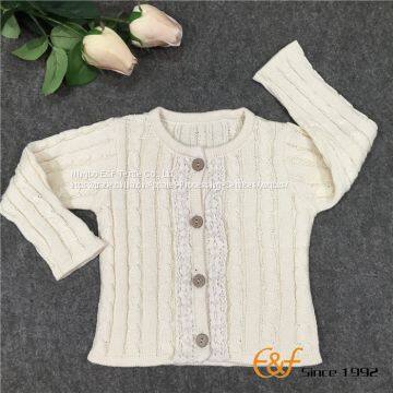 Cotton Lace Illuminative Cardigan With Wooden Buttons photo-3