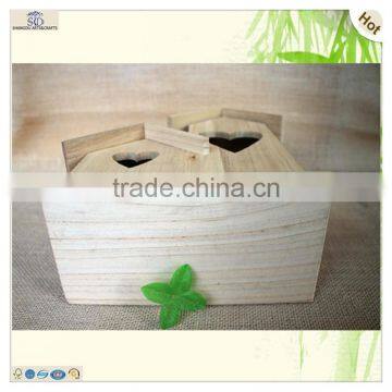 Craft Heart Shaped Twins Wooden Bird House Cage photo-4