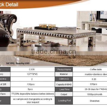 C338 Stainless Steel Marble Coffee Table photo-3