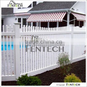 Fentech White Picket Top Vinyl Privacy PVC Fence for Yard, Pool, House