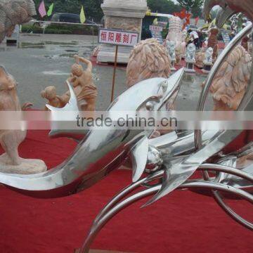 Stainless Steel Dolphin Statue Sculpture For Garden Public Use photo-4