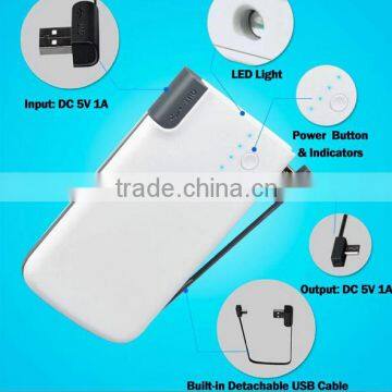 high quality slim dual USB power bank with led light