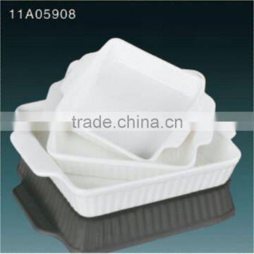 2014 Hot Sale White Ceramic Square Fruit Plate