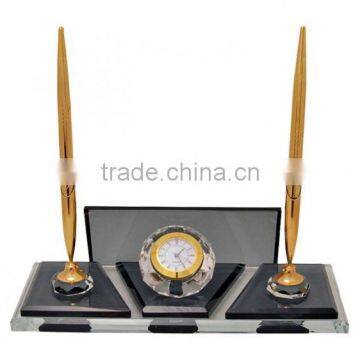 JINGYAGE Office Table Set Crystal Pen Holder Set With Clock photo-2