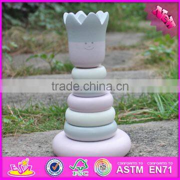 2016 New Design Crown Wooden Stacking Rings Toy for Toddlers W13D129