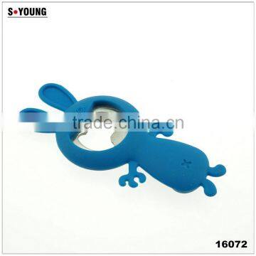 16072 rabbit shape beer bottle opener in silicone+steel