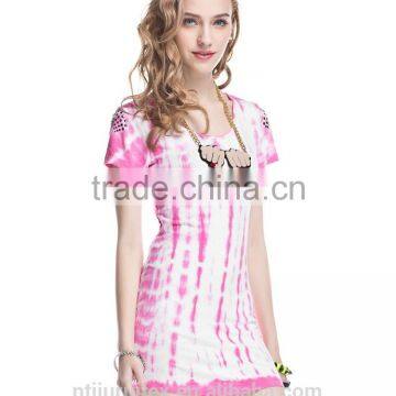Women Tie Dye Rayon/stretch Jersey Dress, Women Tie Dye T-shirt Dress photo-2