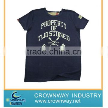 Wholesale mens cracked print o-neck t-shirt with acid wash