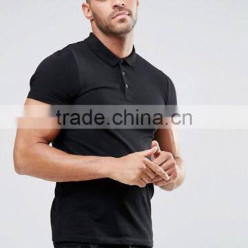 Hot Sale New Short Sleeve Button Placket Black Men's 97% Polyester 3% Spandex Breathable Pique 200g Casual Slim Body Polo Shirt