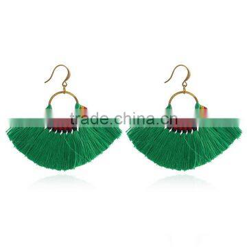 Bohemian Ethnic Jewelry Handmade Colorful Tassel Hoop Earrings photo-3