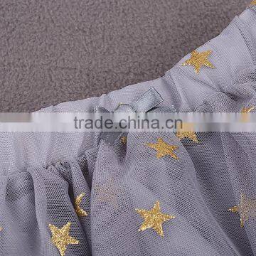 YAKUYIYI Hot Sale Girl Grey Star Print Mesh Overlay Princess Skirts for Wholesale photo-4