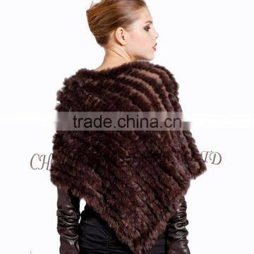 CX-B-13J Rabbit Fur Women Knitted Sweater Poncho Shawl photo-2
