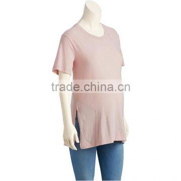 100%cotton comfortable big tall wholesale round neck maternity two tone t-shirt